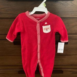 Carter's Santa 3M Footed Onesie (NWT)